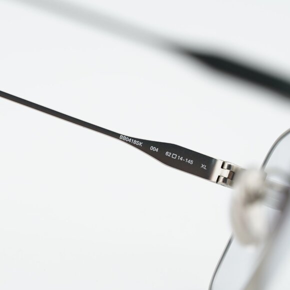 Balenciaga BB0418SK 004 Sunglasses Silver Square Frame, Grey Lenses